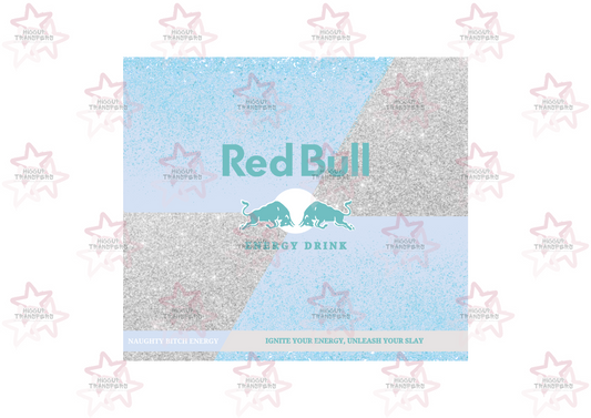 Red Bull Glitter Baby Blue | 20oz Tumbler Sublimation Wrap