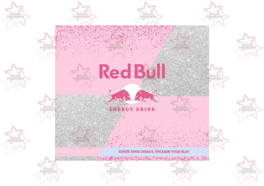 Red Bull Glitter Baby Pink | 20oz Tumbler Sublimation Wrap