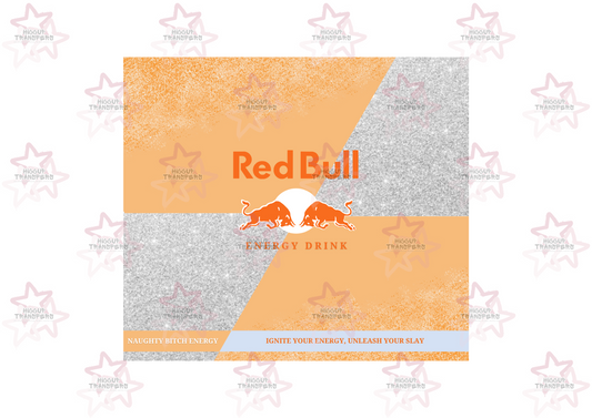 Red Bull Glitter Orange | 20oz Tumbler Sublimation Wrap