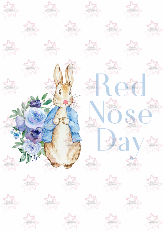 Blue Rabbit Watercolour | DTF Transfer | Hiccup Exclusive Design | Red Nose Day