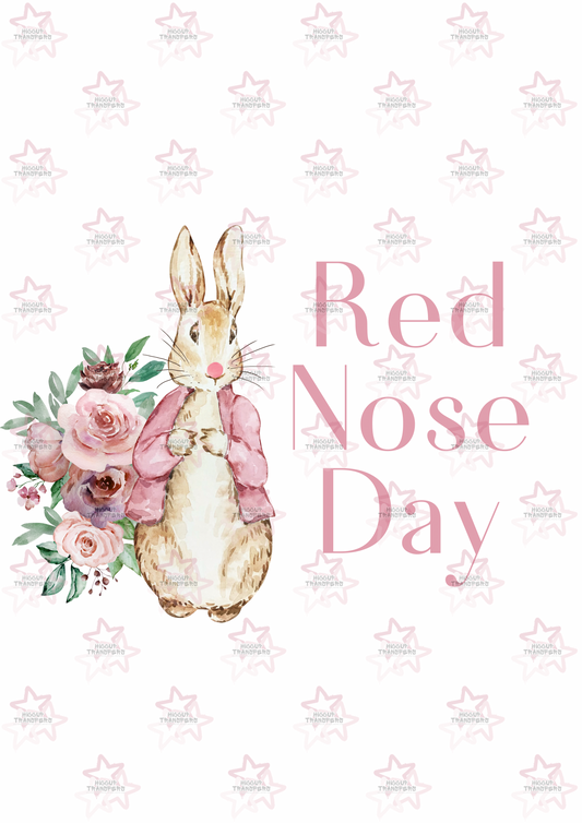 Pink Rabbit Watercolour | DTF Transfer | Hiccup Exclusive Design | Red Nose Day