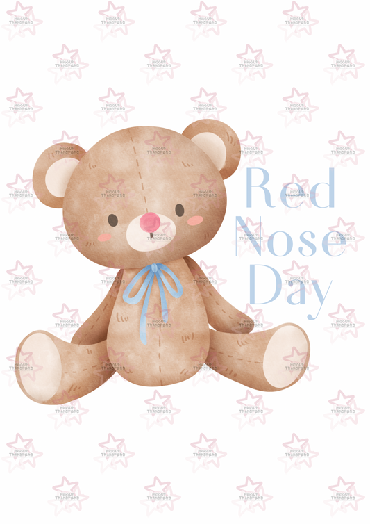 Watercolour Teddy Blue | DTF Transfer | Hiccup Exclusive Design | Red Nose Day