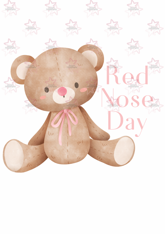 Watercolour Teddy Pink | DTF Transfer | Hiccup Exclusive Design | Red Nose Day