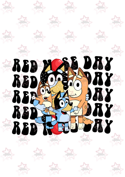 Blue Dog | DTF Transfer | Hiccup Exclusive Design | Red Nose Day Repeated Pattern Retro