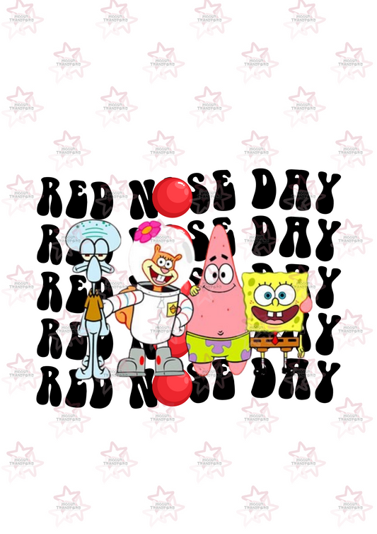 Sponge & Friends | DTF Transfer | Hiccup Exclusive Design | Red Nose Day Repeated Pattern Retro