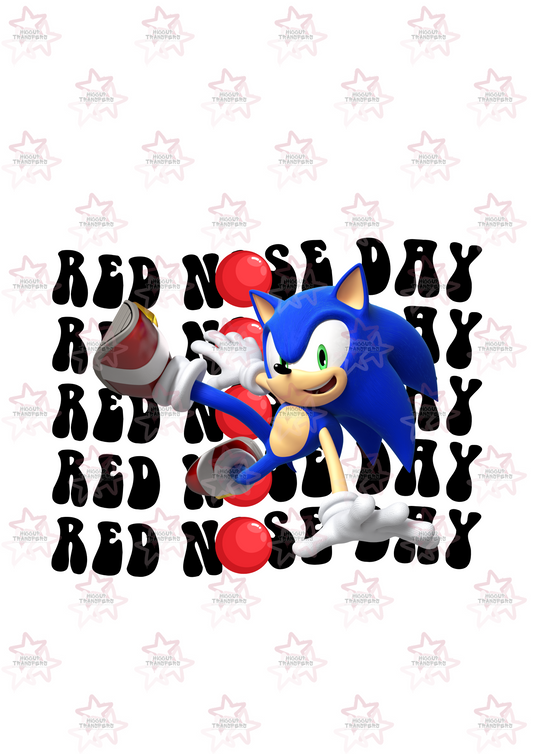Sonic | DTF Transfer | Hiccup Exclusive Design | Red Nose Day Repeated Pattern Retro