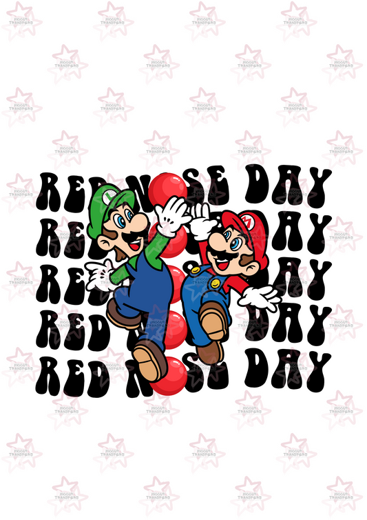 Super Brothers | DTF Transfer | Hiccup Exclusive Design | Red Nose Day Repeated Pattern Retro