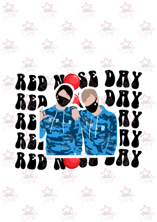 Sam Colby | DTF Transfer | Hiccup Exclusive Design | Red Nose Day Repeated Pattern Retro