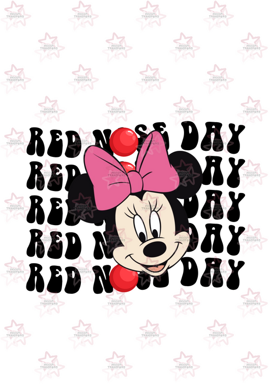Mouse With Bow | DTF Transfer | Hiccup Exclusive Design | Red Nose Day Repeated Pattern Retro