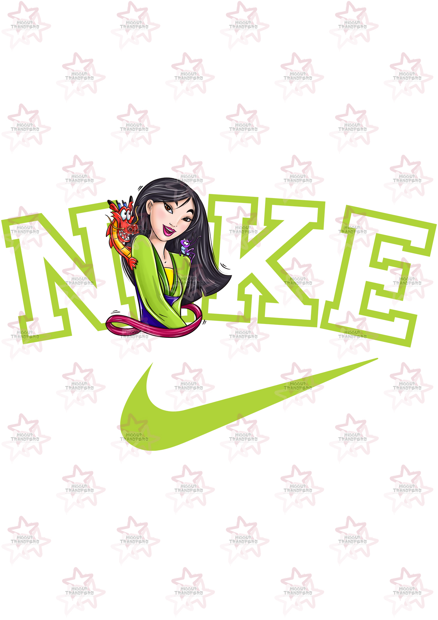 Green Princess | DTF transfer | Hiccup Exclusive Design | Swoosh Tick