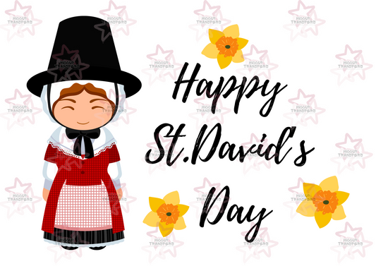 St. David’s Day With Woman | UVDTF 3” / 6” / 8” Decal