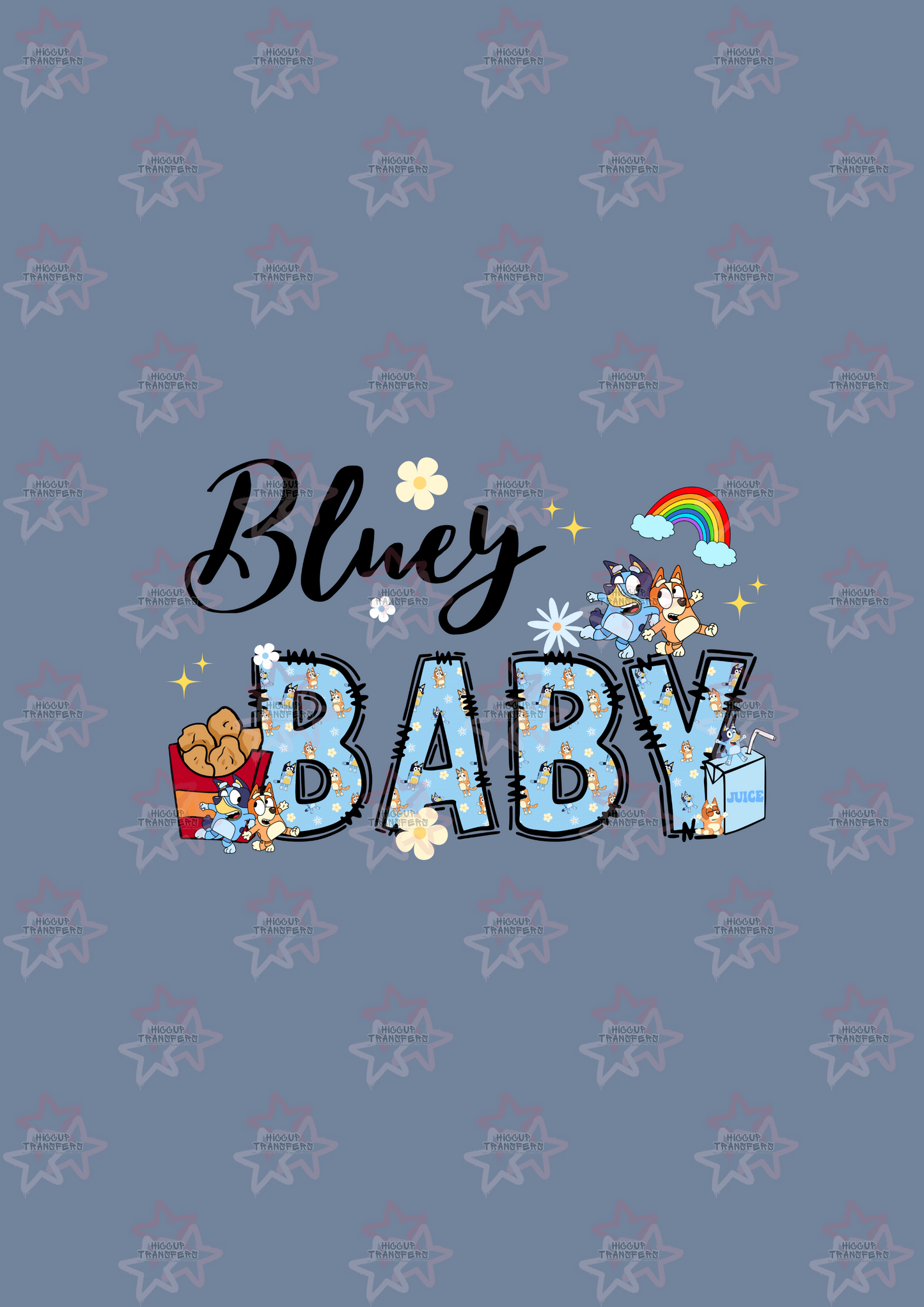 Blue Dog Baby Doodle Letters | DTF transfer | Hiccup Exclusive Design