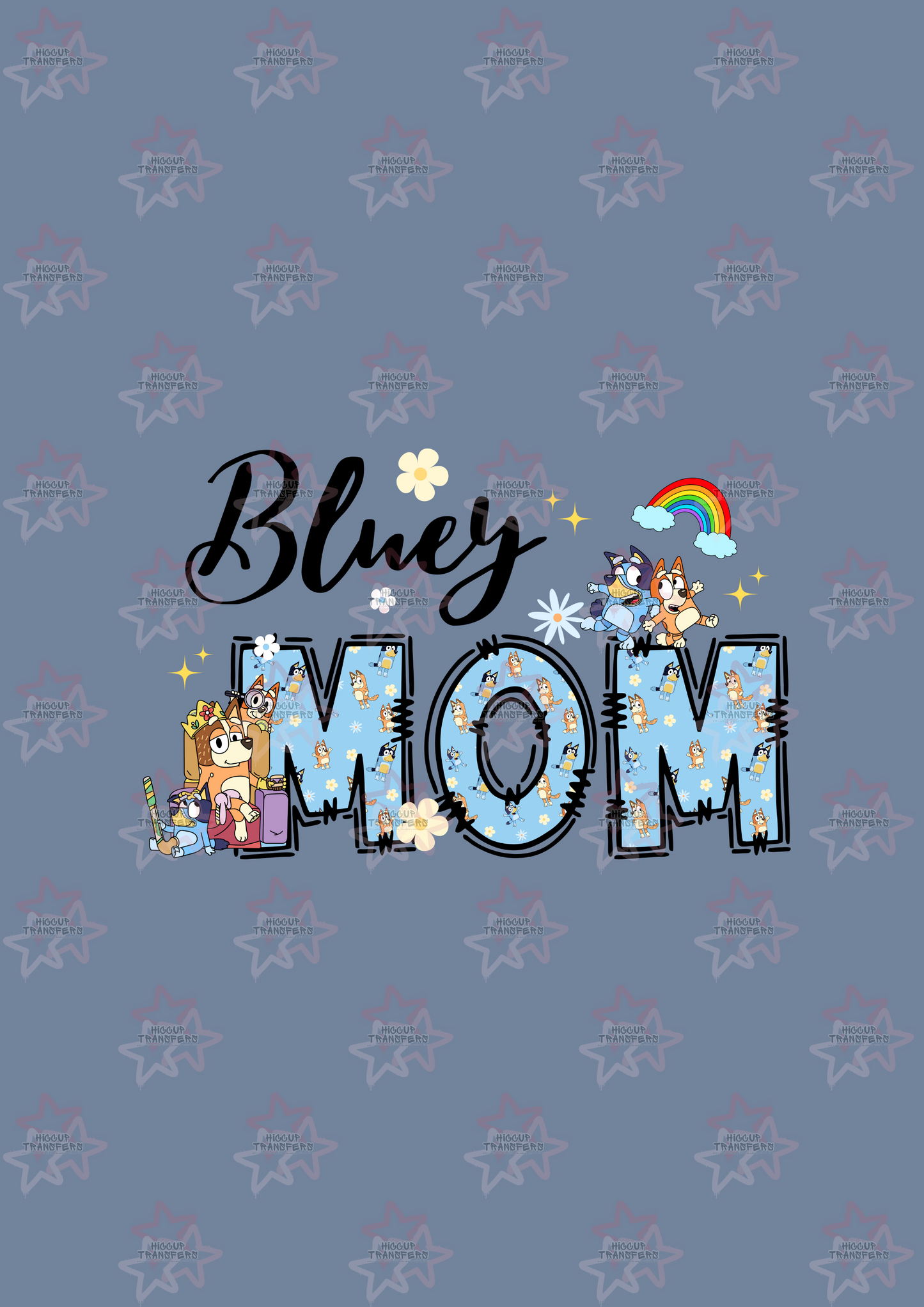 Blue Dog Mom Doodle Letters | DTF transfer | Hiccup Exclusive Design