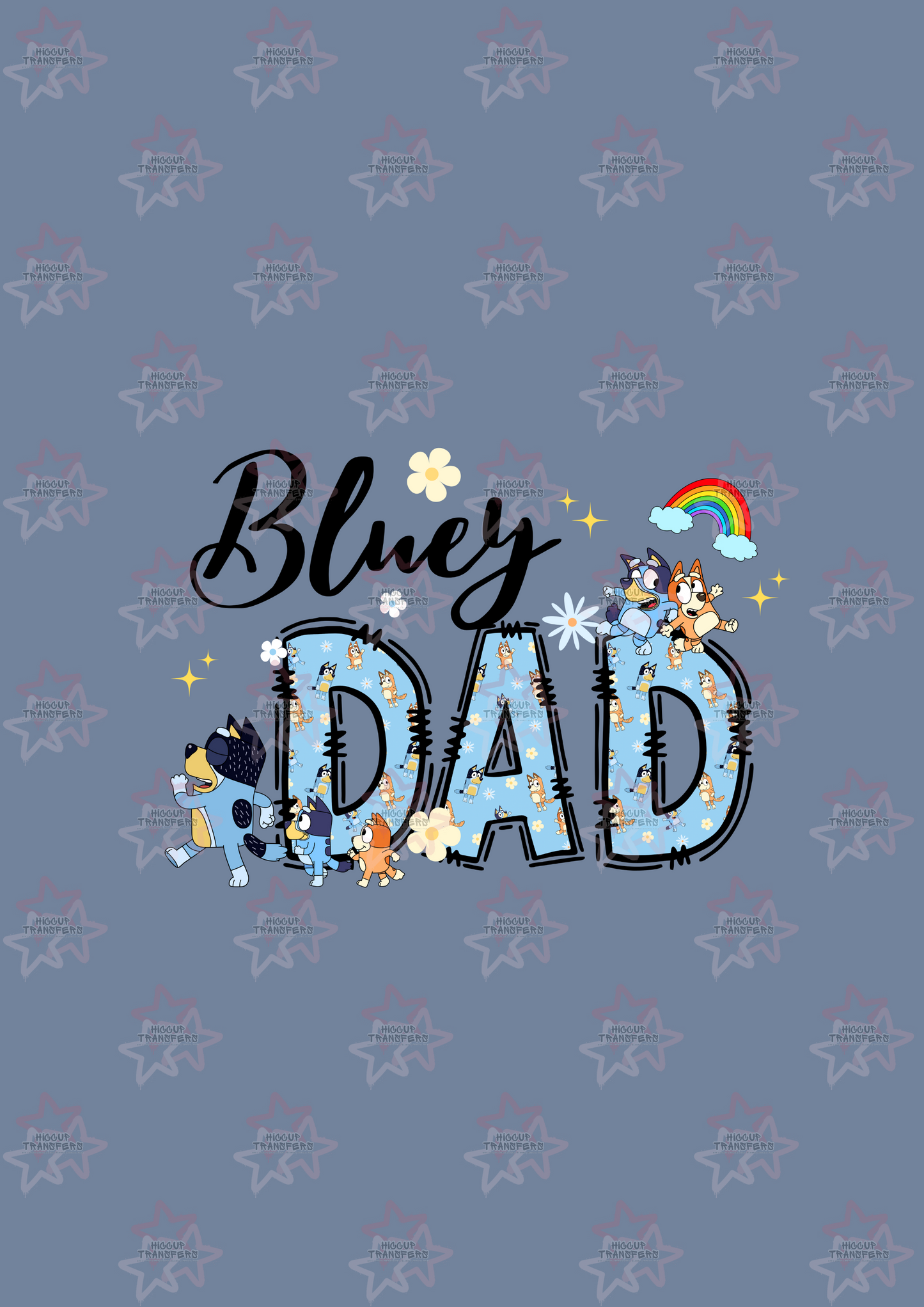 Blue Dog Dad Doodle Letters | DTF transfer | Hiccup Exclusive Design