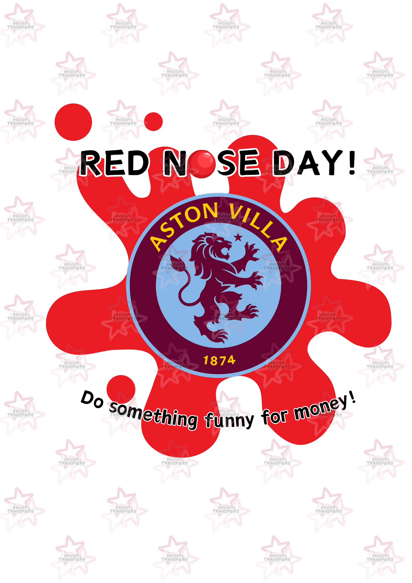 Villa | DTF Transfer | Hiccup Exclusive Design | Red Nose Day Football