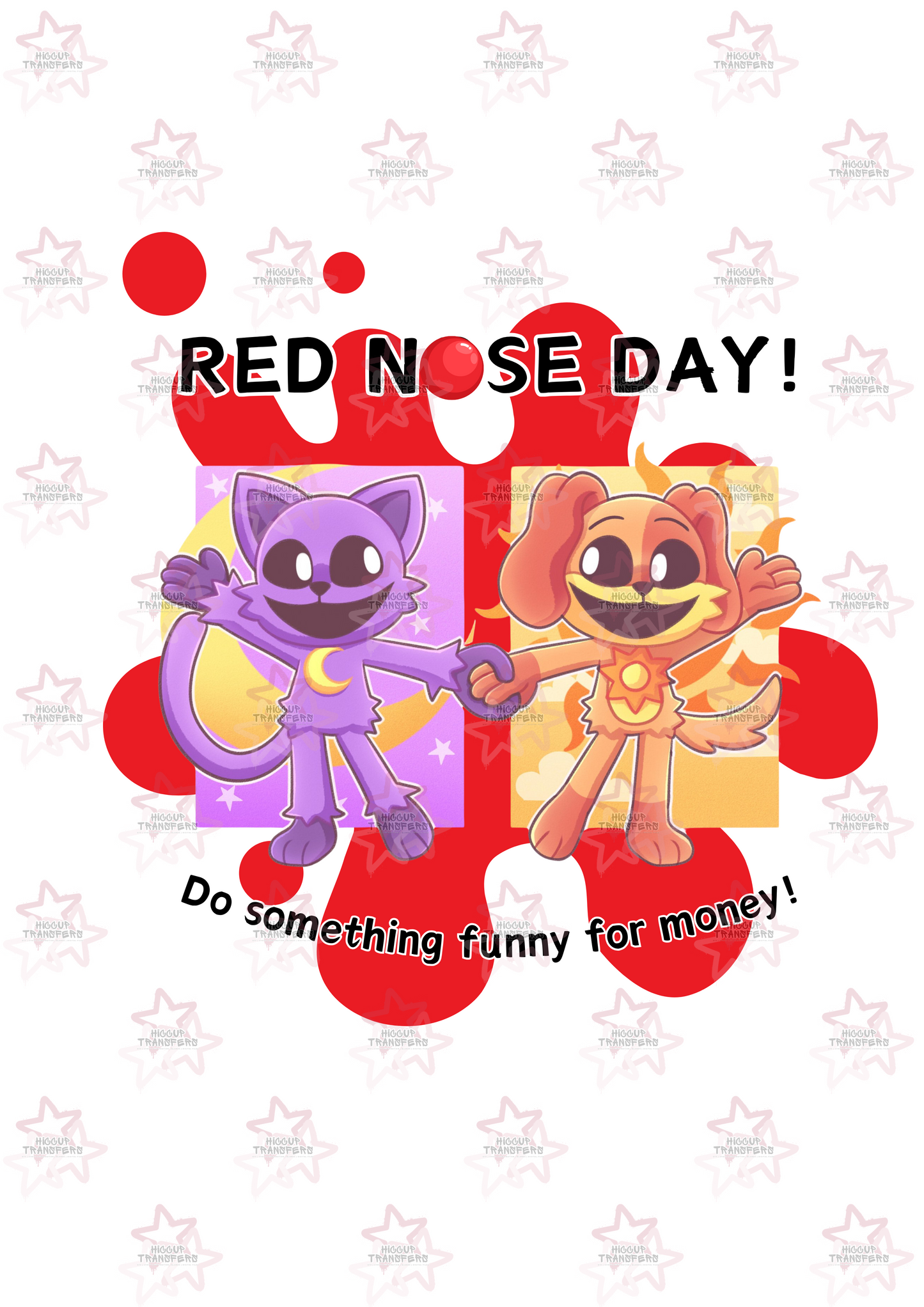 Cat & Dog | DTF Transfer | Hiccup Exclusive Design | Red Nose Day