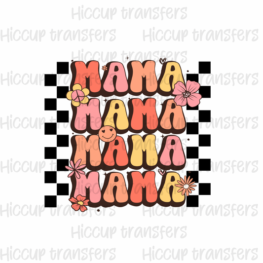 Checkered groovy MAMA DTF transfer