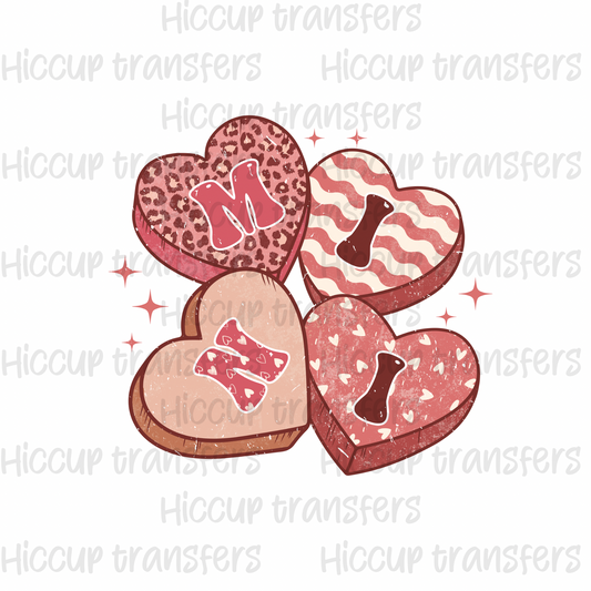 Patterned hearts MINI DTF transfer