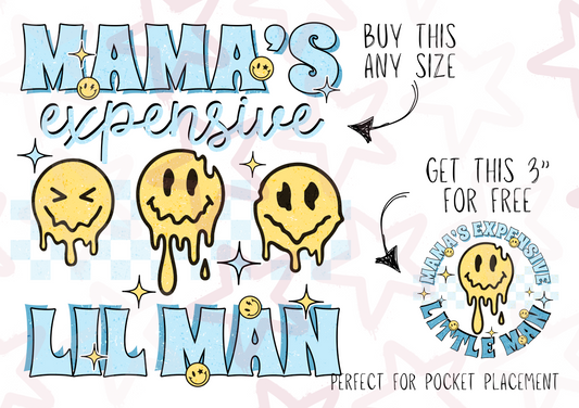 Mama’s Expensive Lil Man | Kids Slogan Designs | DTF transfer