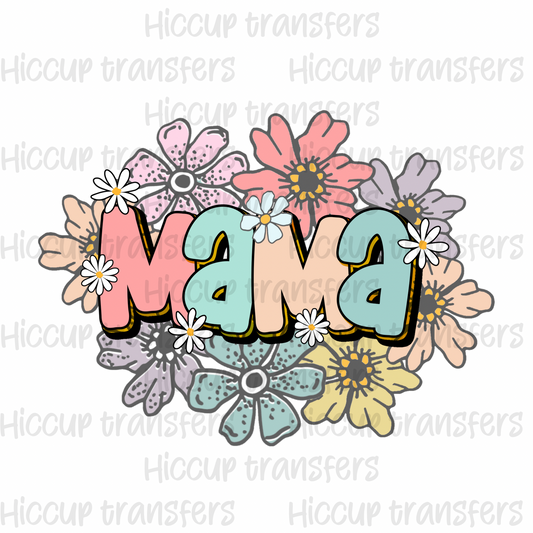 Pastel floral mama dtf transfer