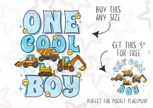 One Cool Boy | Kids Slogan Designs | DTF transfer