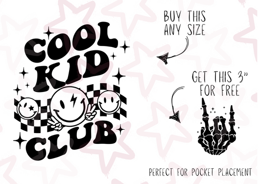 Cool Kid Club Checkerboard | Kids Slogan Designs | DTF transfer