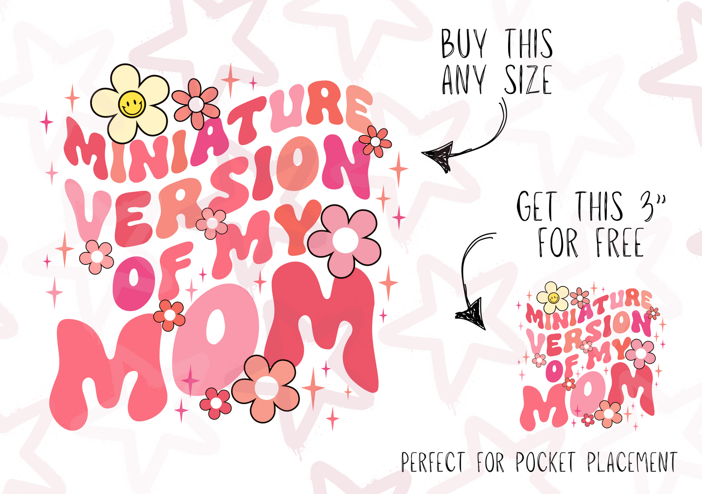 Miniature Version Of My Mum | Kids Slogan Designs | DTF transfer