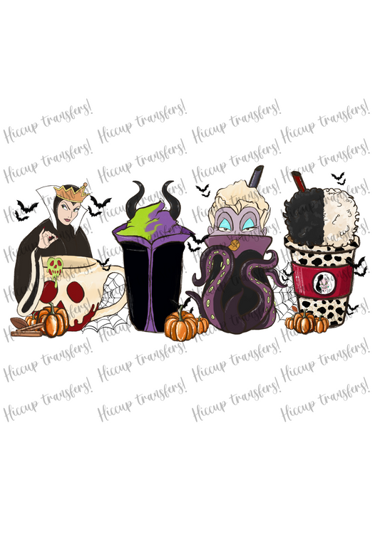 Villains Halloween Cups DTF transfer