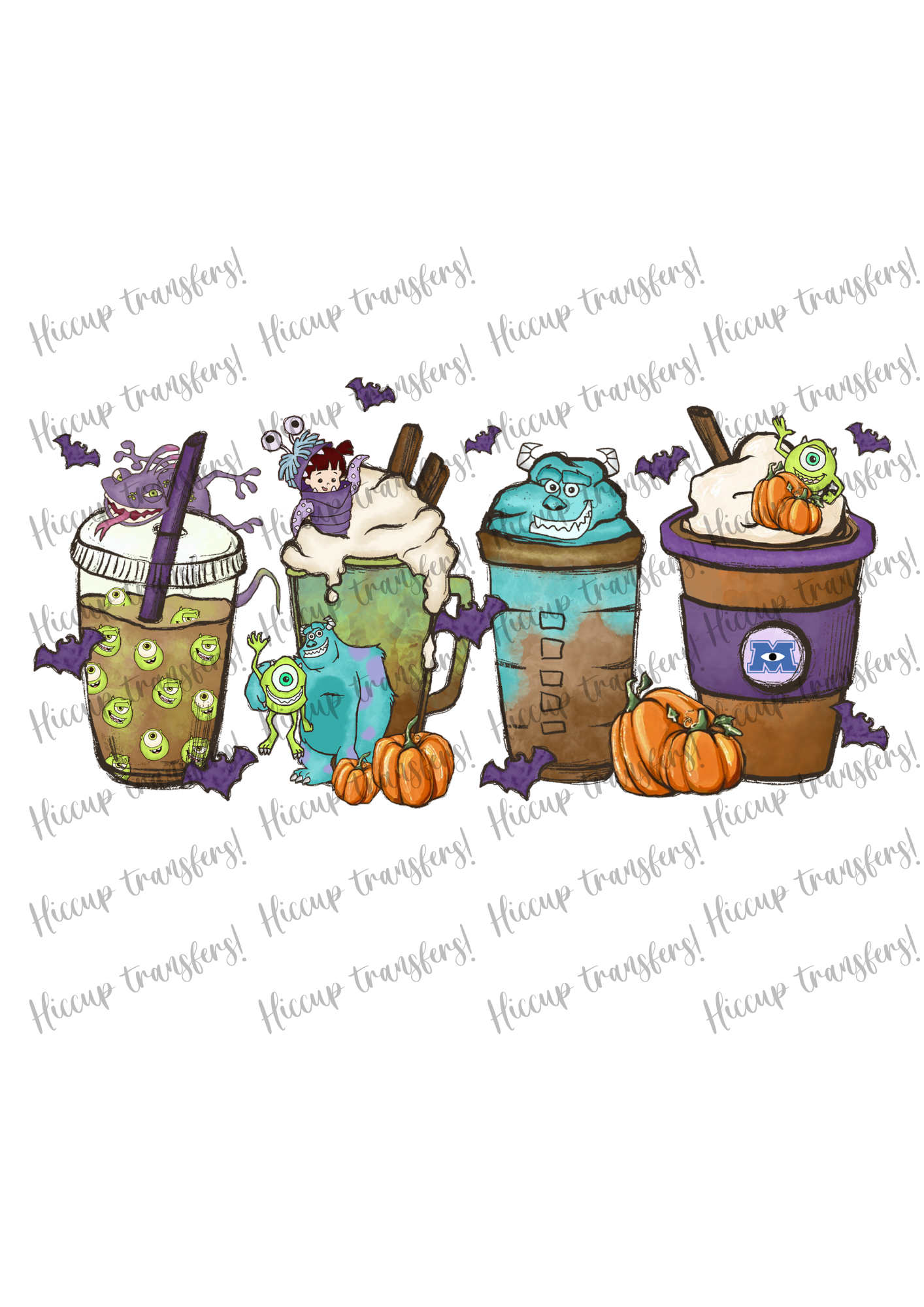 Monsters Halloween Cups UVDTF transfer