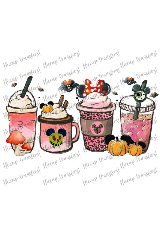 Mouse Halloween Pink Cups UVDTF transfer