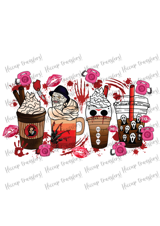 Pink Horror Cups DTF transfer
