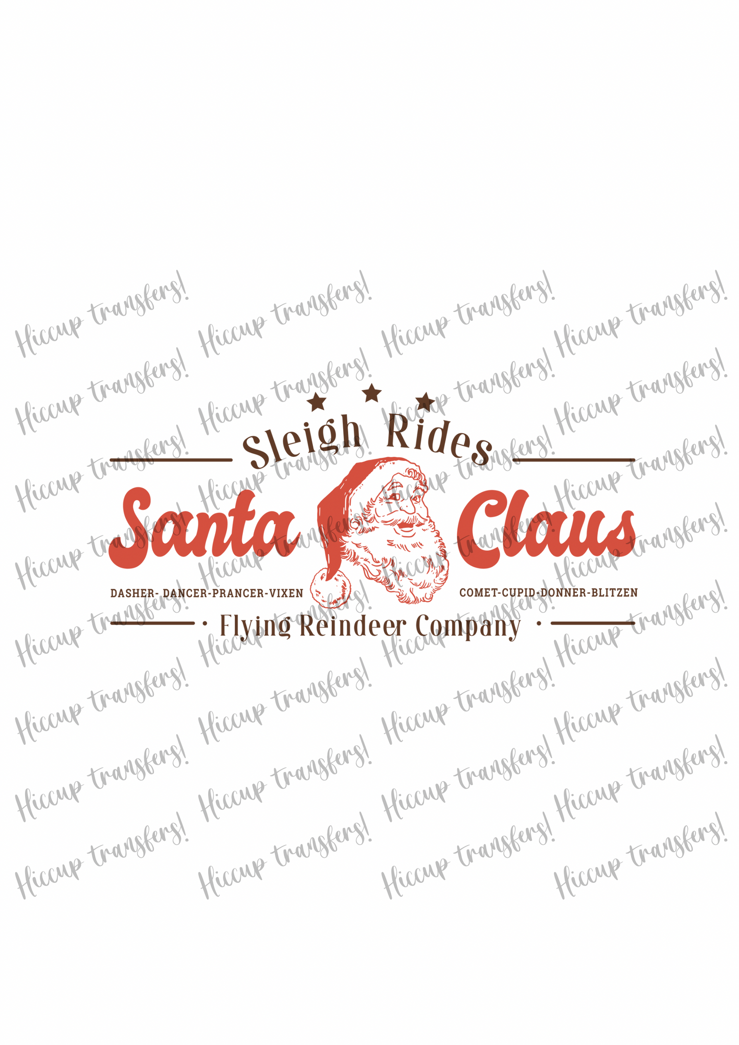 Santa Sleigh Rides Christmas DTF transfer