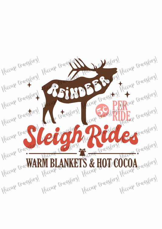 Reindeer Sleigh Rides Christmas DTF transfer