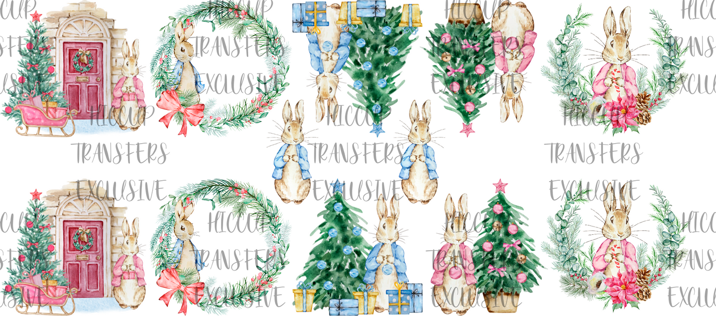 Watercolour P Rabbit Christmas | UVDTF Decal Sheet