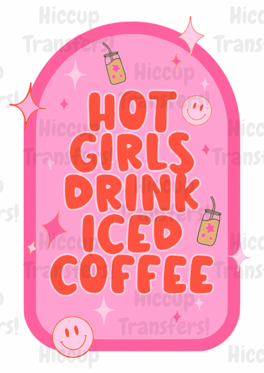 Hot girls drink iced coffee | DTF transfer