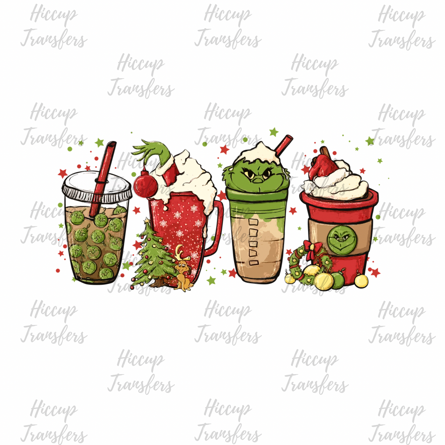 Christmas | Coffee Cups | UVDTF transfer | Green Christmas