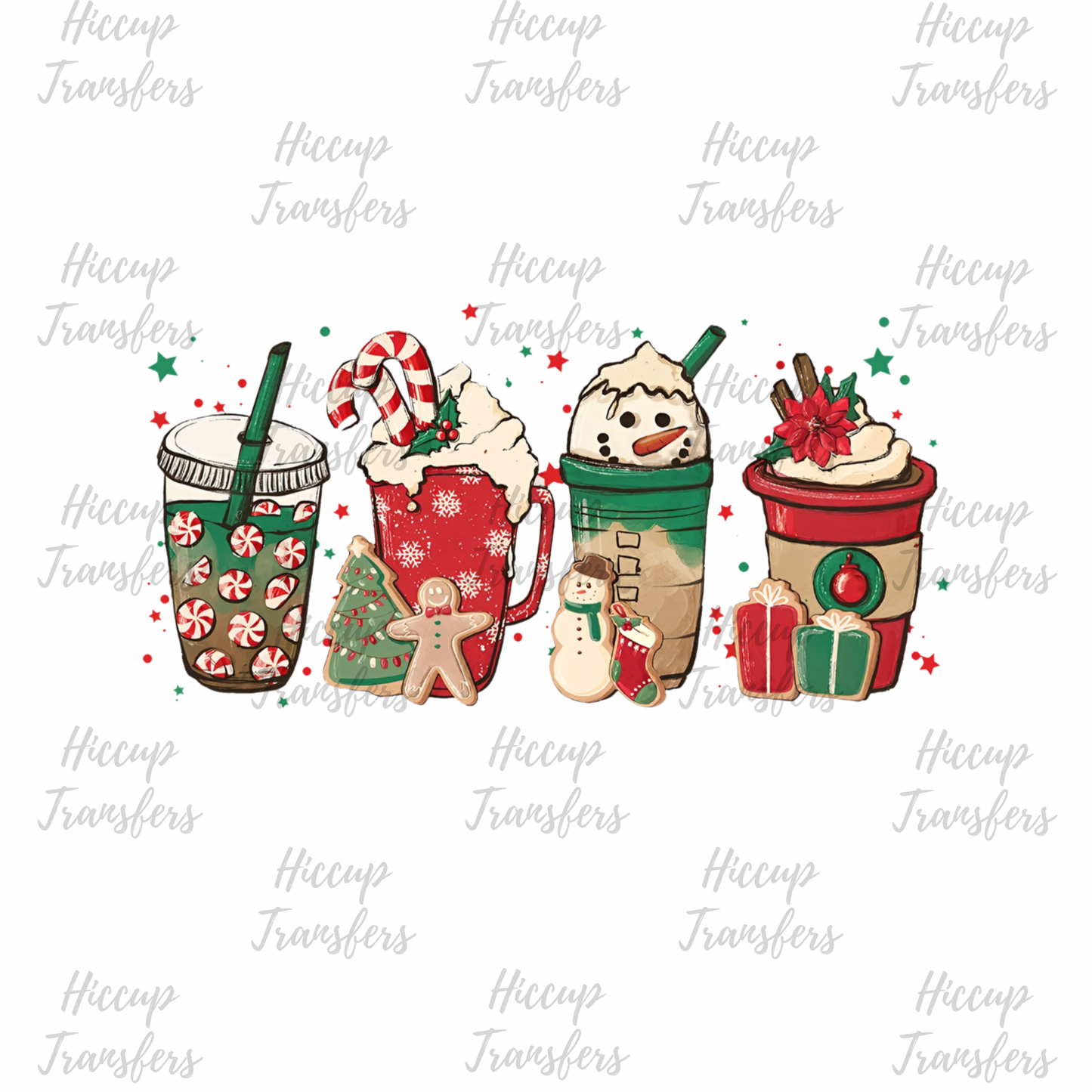 Retro Christmas | Coffee Cups | UVDTF transfer