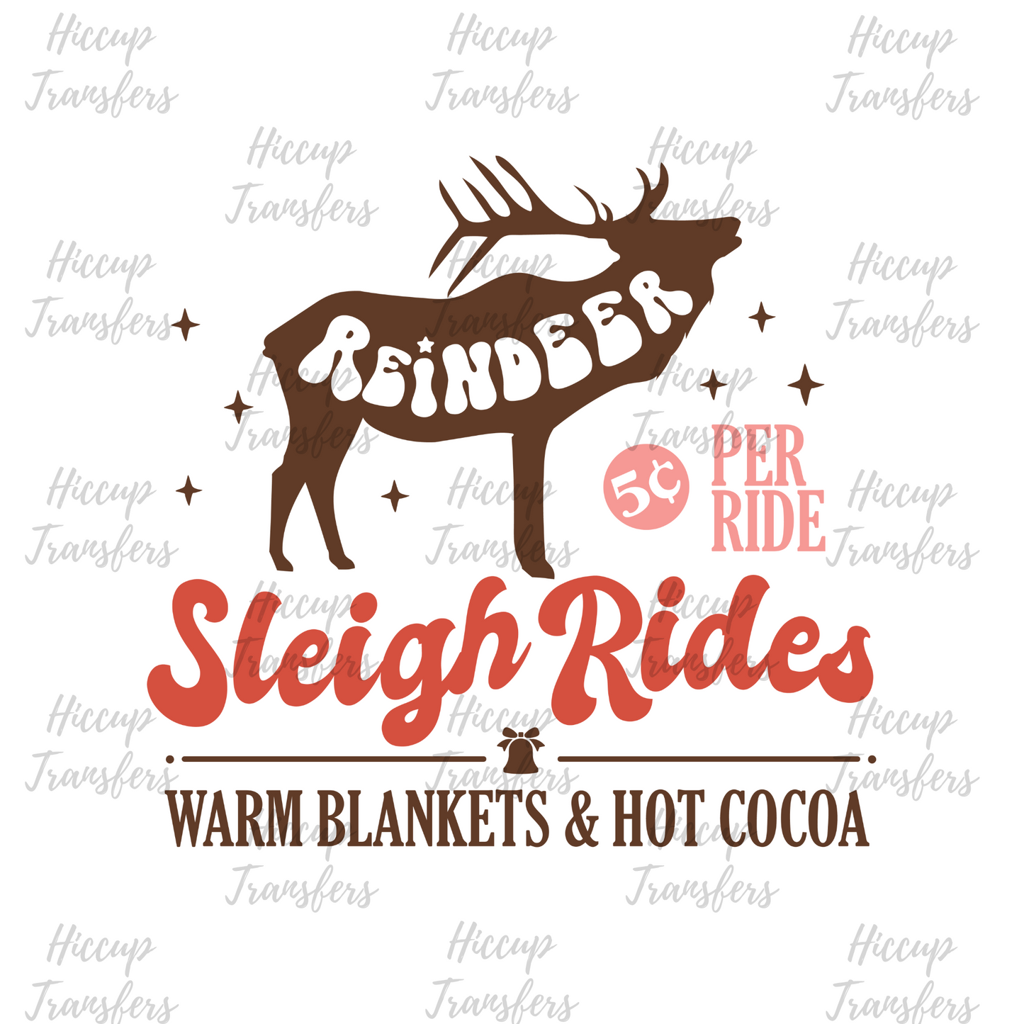 Reindeer Sleigh Rides | Retro Christmas | UVDTF 3” Decal