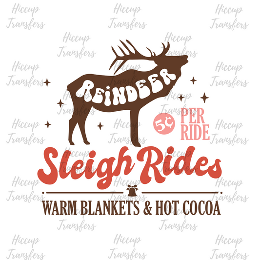 Reindeer Sleigh Rides | Retro Christmas | UVDTF 3” Decal