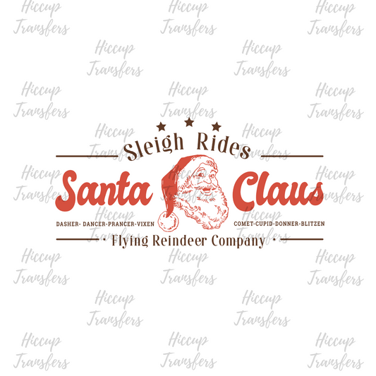 Santa Claus Sleigh Rides | Retro Christmas | UVDTF 3” Decal