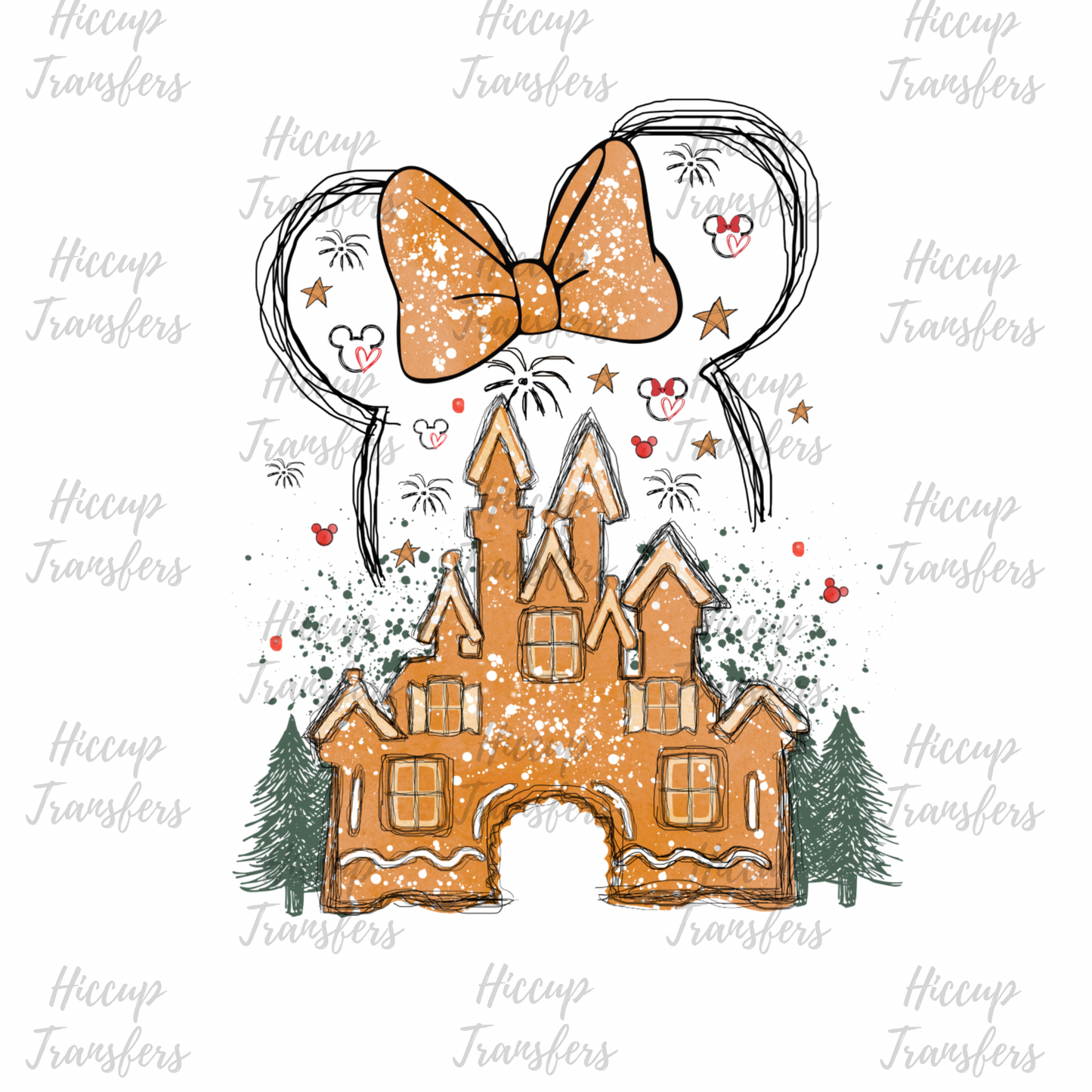 Gingerbread Mouse Bow | Christmas | DTF transfer