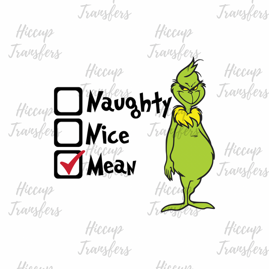 Naughty nice mean  | UVDTF 3” Decal | Green Christmas