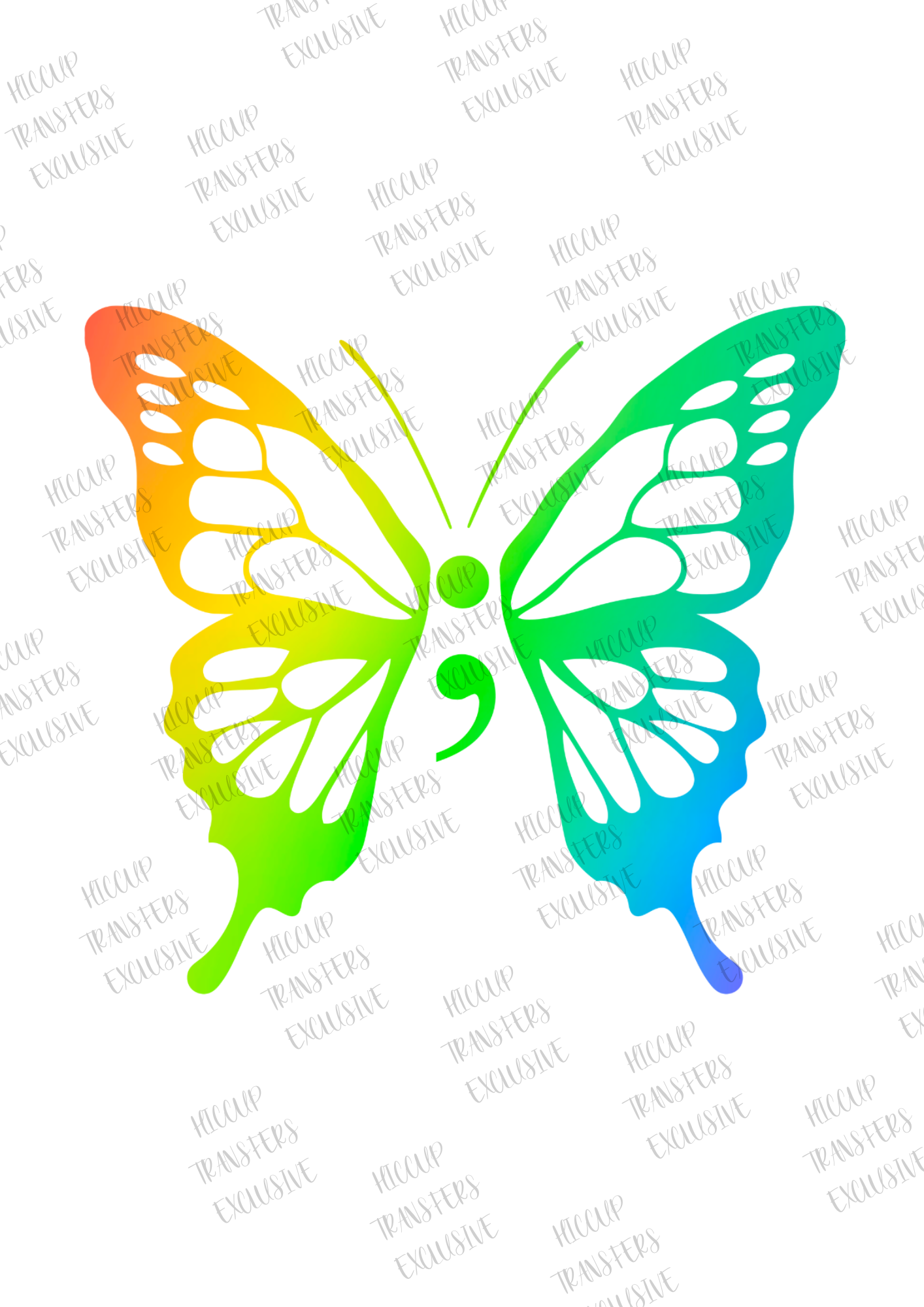 Rainbow Semi Colon Butterfly | DTF transfer