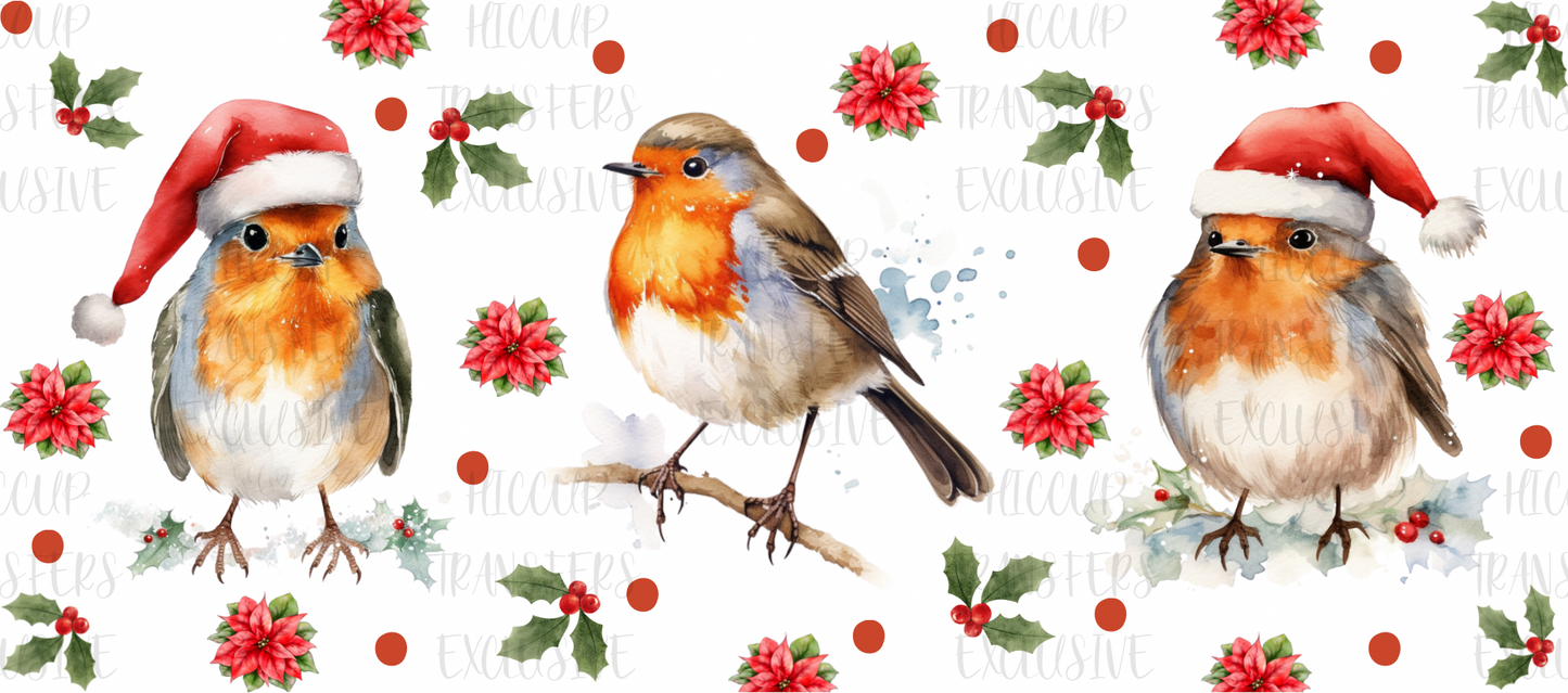 Christmas robins | UVDTF 16oz Libbey Wrap | Hiccup Exclusive Design A