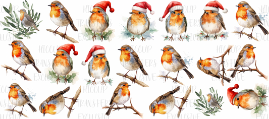 Christmas Robins 1.5” approx | UVDTF 16oz Libbey Wrap | Hiccup Exclusive Design A