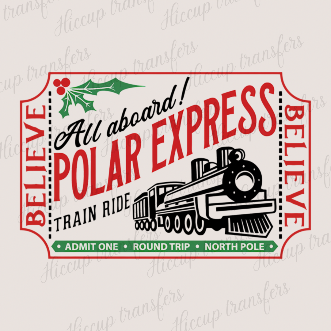 Red Green Ticket Landscape (12) | DTF transfer | Christmas Polar Express