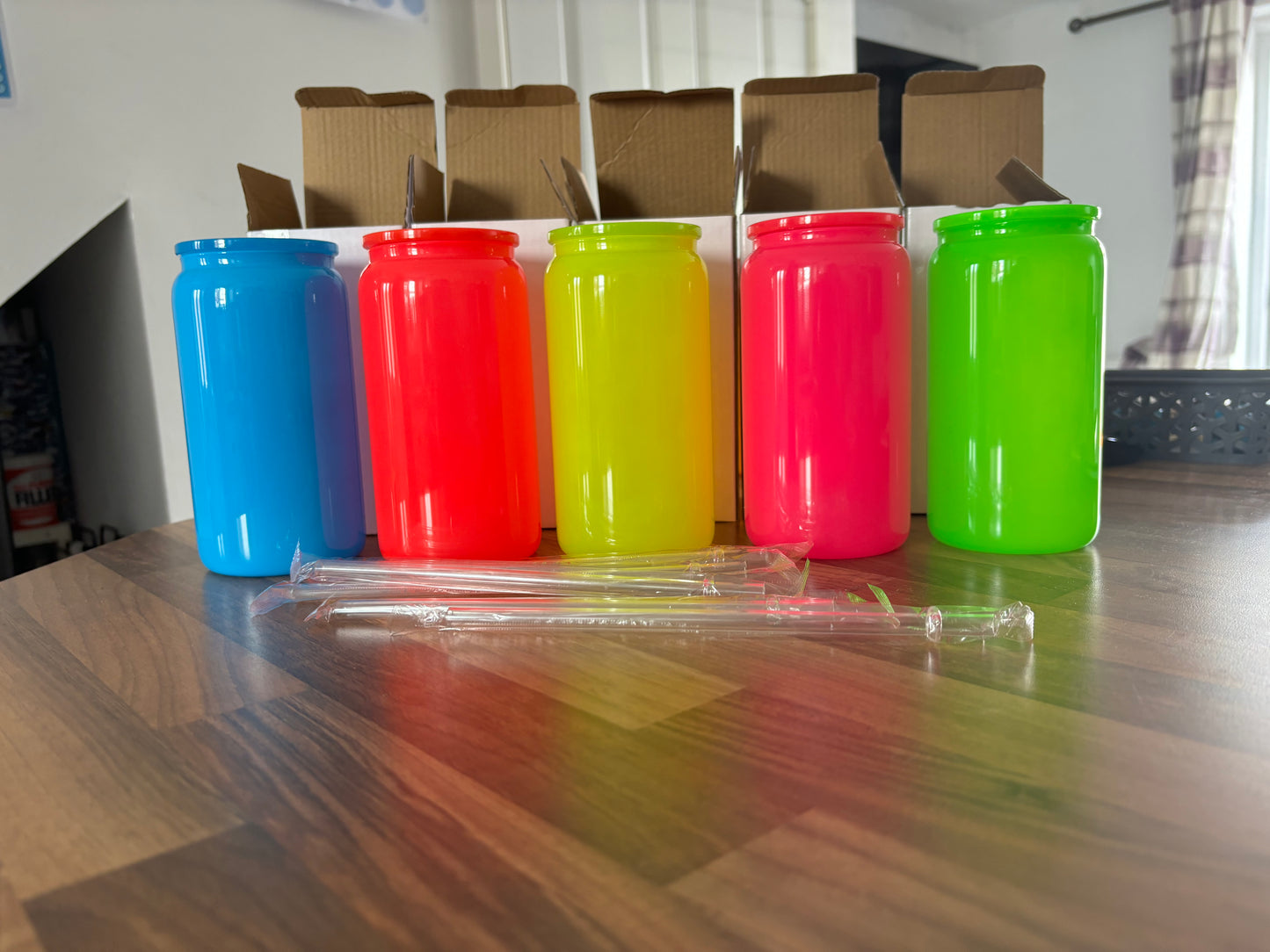 16oz Neon Glass Libbey Cans 5 colours!