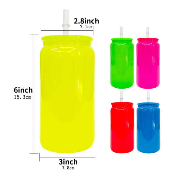 16oz Neon Glass Libbey Cans 5 colours!