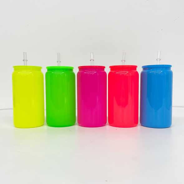 16oz Neon Glass Libbey Cans 5 colours!