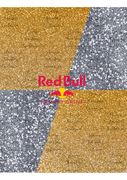 Gold Glitter Red Bull | 20oz Tumbler Sublimation Wrap | Hiccup Exclusive